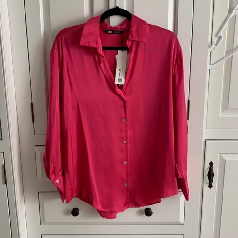 Zara Hot Pink Button-Down Shirt